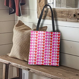 Speelse Rode Roze Fuchsia Harten Valentijnpatroon  Tote Bag