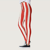 Speelse Rode Strepen Kerst Kerstmis Leggings (Links)