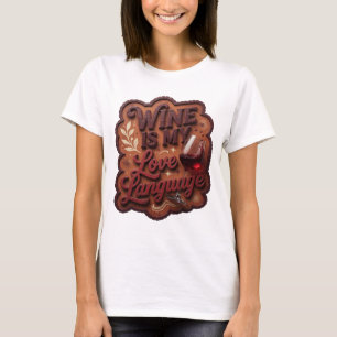 Speelse Rode WIJN IS MIJN LIEFDESTAAL Custom T-shi T-shirt
