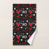 Speelse rode, zwarte en witte XO-hartpatroon Bad Handdoek (Handdoek)