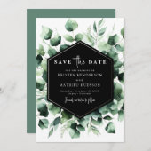 Speelse Romance Eucalyptus digitale bruiloft Save The Date (Voorkant / Achterkant)