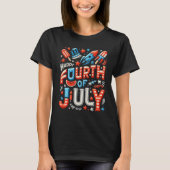 Speelse rood, wit en blauw Fourth of July T-shirt (Voorkant)