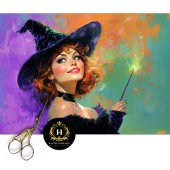 Speelse roodharige heks Halloween decoupage Tissuepapier