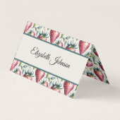 Speelse Roze Aardbei Zomer Fruity Naam Kaart (Voorkant)