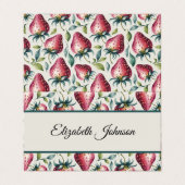 Speelse Roze Aardbei Zomer Fruity Naam Kaart (Buitenkant ongevouwen)