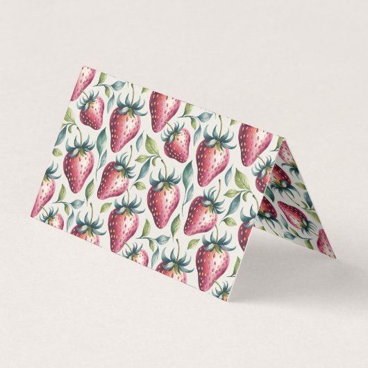 Speelse Roze Aardbei Zomer Fruity Naam Kaart (Achterkant)