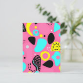 Speelse roze abstracte vormenpatroon briefkaart (Staand voorkant)