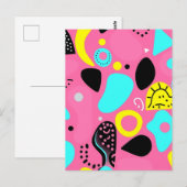 Speelse roze abstracte vormenpatroon briefkaart (Voorkant / Achterkant)