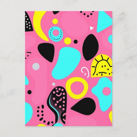 Speelse roze abstracte vormenpatroon briefkaart (Voorkant)