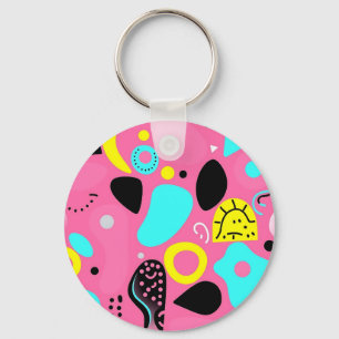Speelse roze abstracte vormenpatroon sleutelhanger