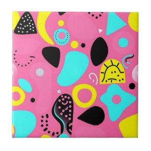 Speelse roze abstracte vormenpatroon tegeltje