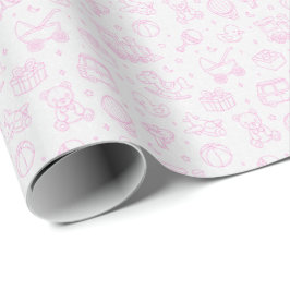 Speelse Roze Baby Gift Wrap Cadeaupapier