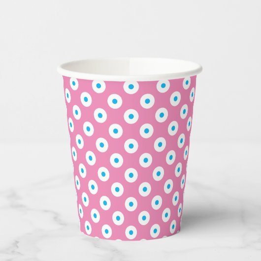 Speelse Roze Beker met Blauw en Wit Polka-Stippen (Links)