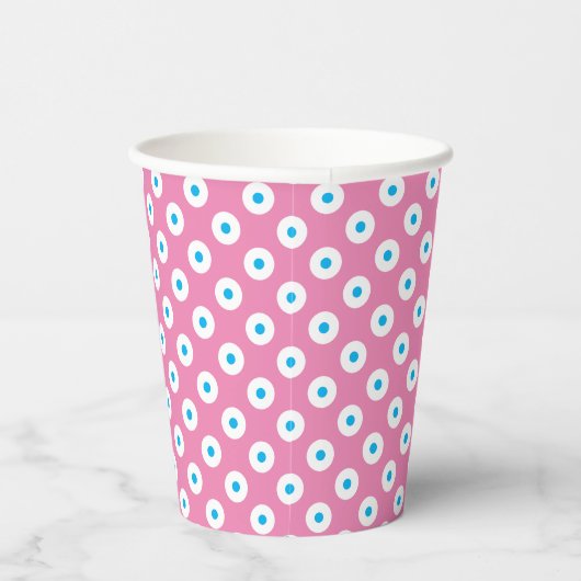 Speelse Roze Beker met Blauw en Wit Polka-Stippen (Rechts)