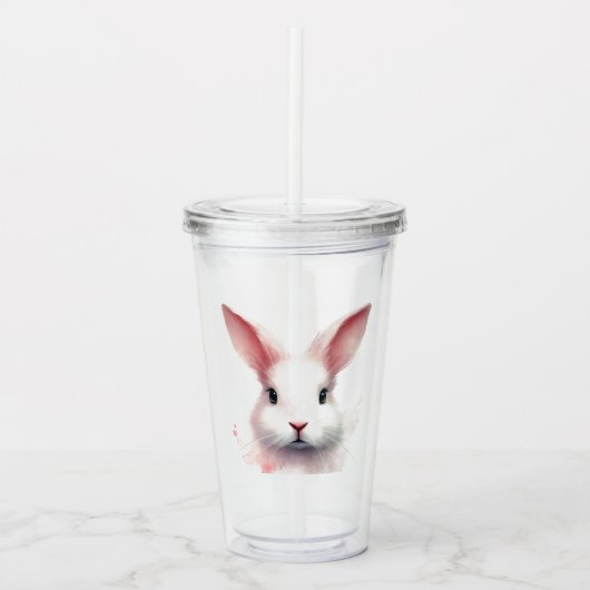 Speelse Roze Bunny Acryl Tumbler Acryl Drinkbeker (Voorkant)