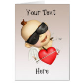 Speelse Roze Cartoon Cupido Hart Wenskaart (Voorkant)