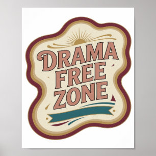 Speelse Roze DRAMA VRIJE ZONE Aangepast ontwerp Poster
