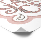 Speelse Roze ELEGANTIE 3D-tekstkunst Poster (Hoek)