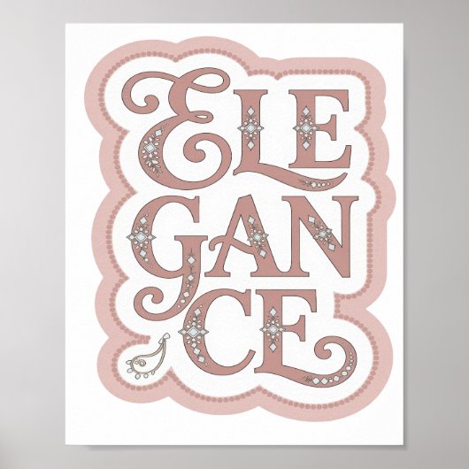Speelse Roze ELEGANTIE 3D-tekstkunst Poster (Voorkant)