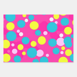 Speelse Roze en Blauwe Polka Dot Kerstmis Inpakpapier Vel
