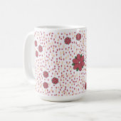 Speelse Roze en Rode Folk Art Floral Mok (Voorkant links)