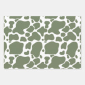 Speelse Roze en Sage Groene Koe Print Pattern Inpakpapier Vel (Voorkant 3)