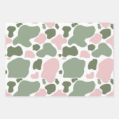 Speelse Roze en Sage Groene Koe Print Pattern Inpakpapier Vel (Voorkant 2)