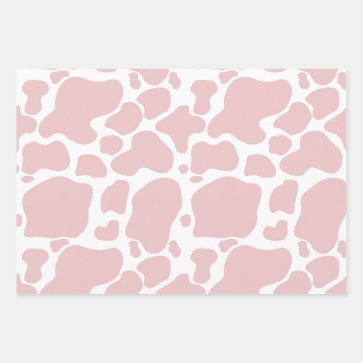 Speelse Roze en Sage Groene Koe Print Pattern Inpakpapier Vel (Voorkant)