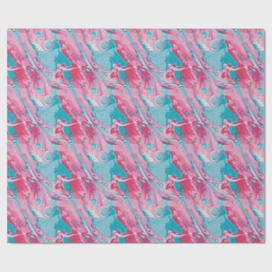 Speelse Roze en Turquoise Vloeibare Abstracte Patr Cadeaupapier (Vlak)