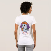 Speelse Roze en Witte Geest met Pastel Bow en H T-shirt (Achterkant volledig)