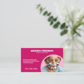 Speelse roze en witte gezicht schilder kunstenaar visitekaartje (Staand voorkant)