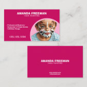 Speelse roze en witte gezicht schilder kunstenaar visitekaartje (Voorkant / Achterkant)