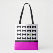 Speelse Roze en Zwarte Polka Dots Gepersonaliseerd Tote Bag (Voorkant)