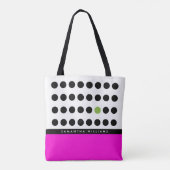 Speelse Roze en Zwarte Polka Dots Gepersonaliseerd Tote Bag (Achterkant)
