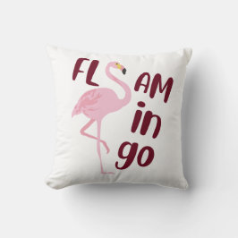 Speelse roze flamingo typografie kunst kussen