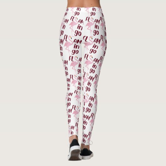 Speelse roze flamingo typografie kunst leggings (Achterkant)