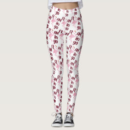 Speelse roze flamingo typografie kunst leggings