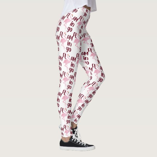Speelse roze flamingo typografie kunst leggings (Rechts)