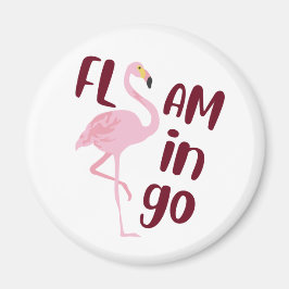 Speelse roze flamingo typografie kunst magneet