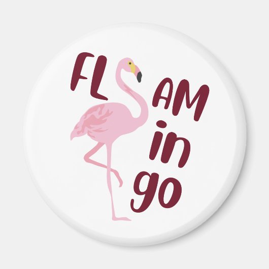Speelse roze flamingo typografie kunst magneet (Voorkant)