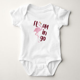 Speelse roze flamingo typografie kunst romper