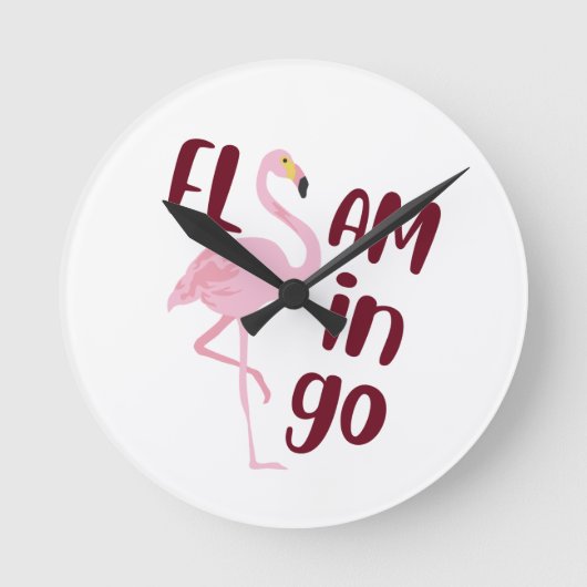 Speelse roze flamingo typografie kunst ronde klok (Voorkant)