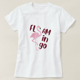 Speelse roze flamingo typografie kunst t-shirt