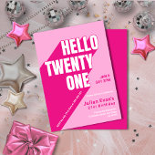 Speelse Roze Girly Bold Typografie 21ste Verjaarda Kaart