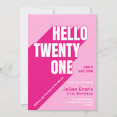 Speelse Roze Girly Bold Typografie 21ste Verjaarda Kaart (Voorkant)