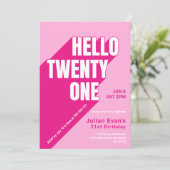 Speelse Roze Girly Bold Typografie 21ste Verjaarda Kaart (Staand voorkant)