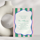 Speelse Roze Groene Wavy Stripes Baby shower Kaart