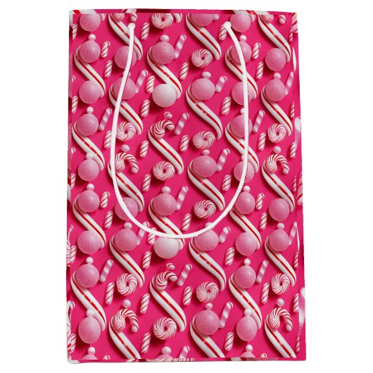 Speelse roze Gumballs & Mint Snoep Medium Cadeauzakje (Voorkant)