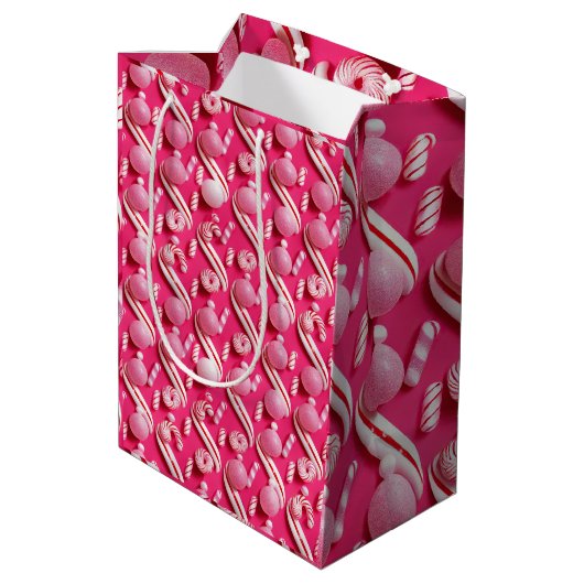 Speelse roze Gumballs & Mint Snoep Medium Cadeauzakje (Achterkant Gekanteld)
