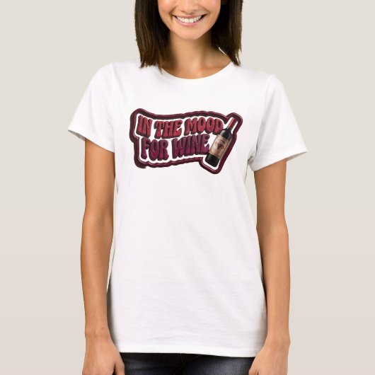 Speelse Roze IN DE STEMMING VOOR WIJN Print T-shirt (Voorkant)